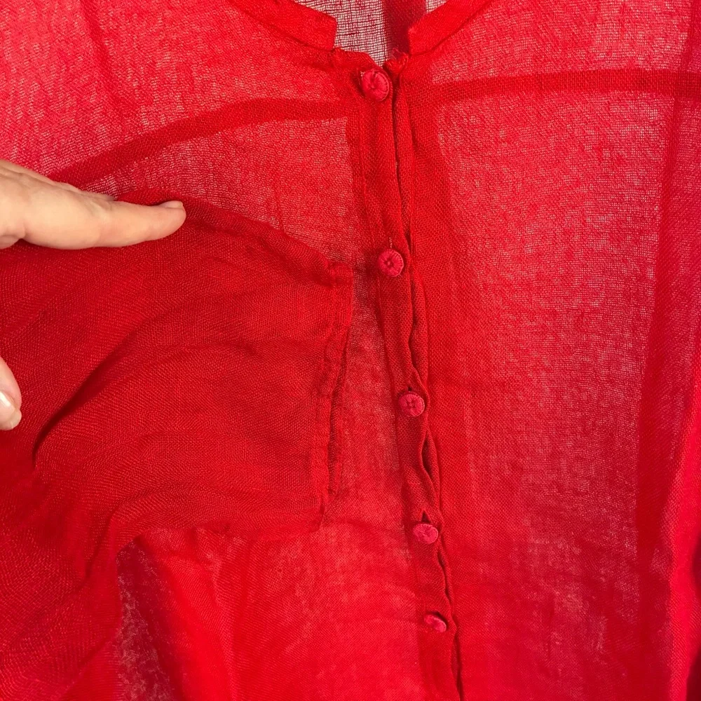 Eileen Fisher 100% Linen Red Button Front Tunic 1X - Picture 3 of 7